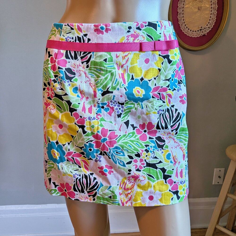 Vintage Y2K Bamboo Traders Mini Skort Floral Bright Bow Athleisure Size 10